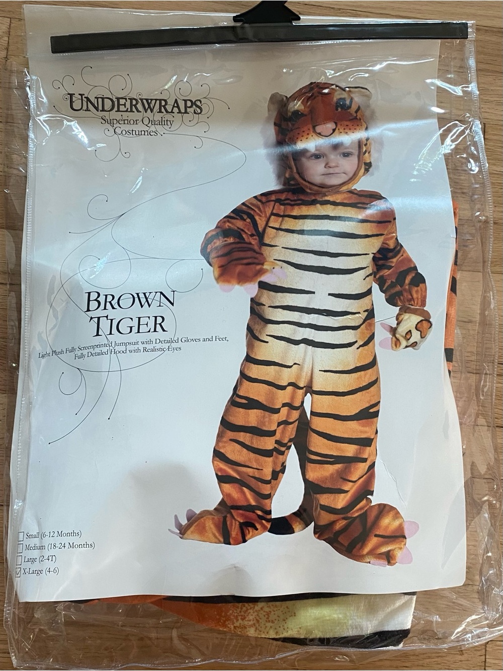Plush Tiger costume underwraps one piece and hood 4 5 6